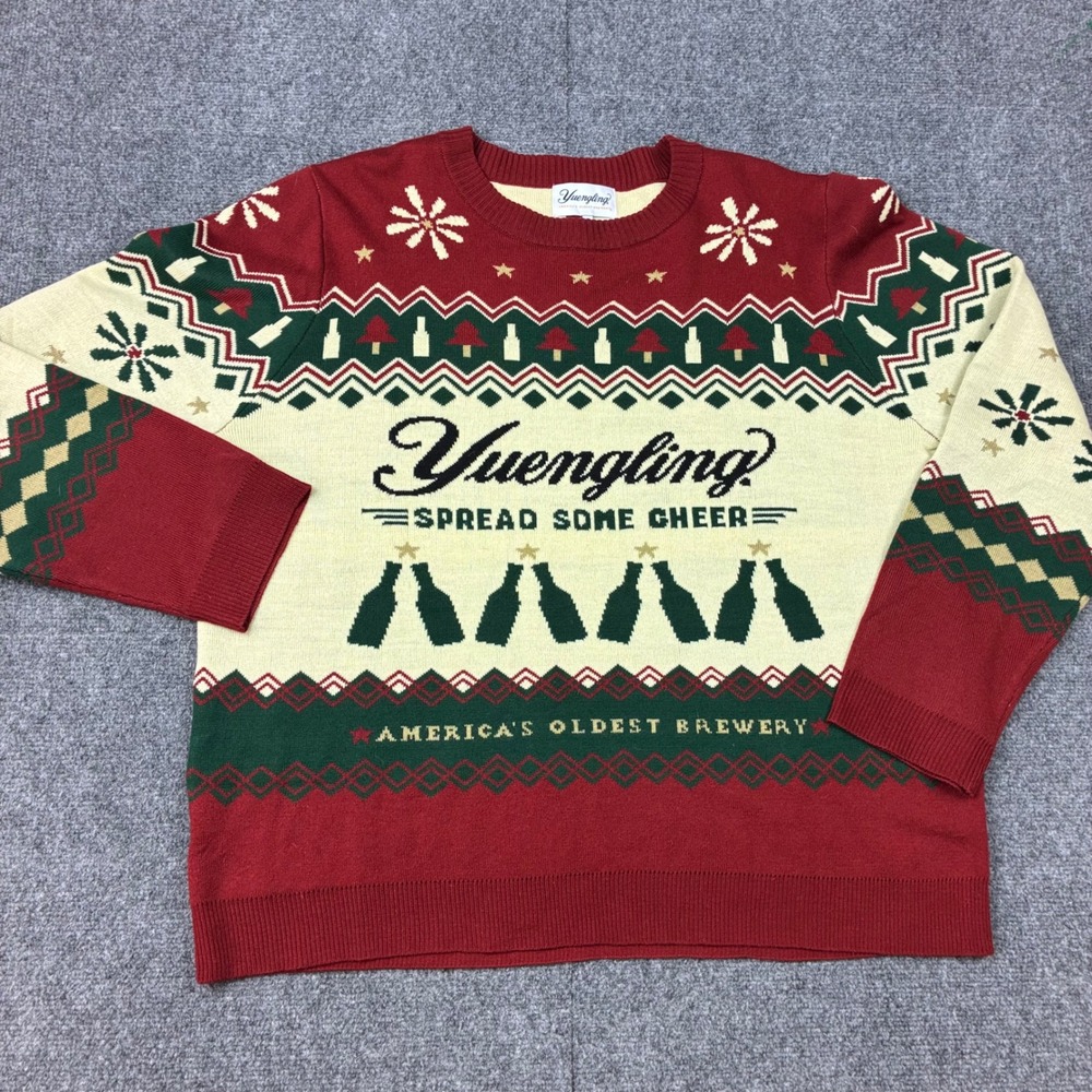 Yuengling Beer Brewery Holiday Christmas Sweater Mens Size XL Red Green Festive